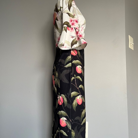 Ted Baker Areea Peach Blossom Leaves Sheath Pencil Cocktail Sheath Dress Small - Picture 8 of 16